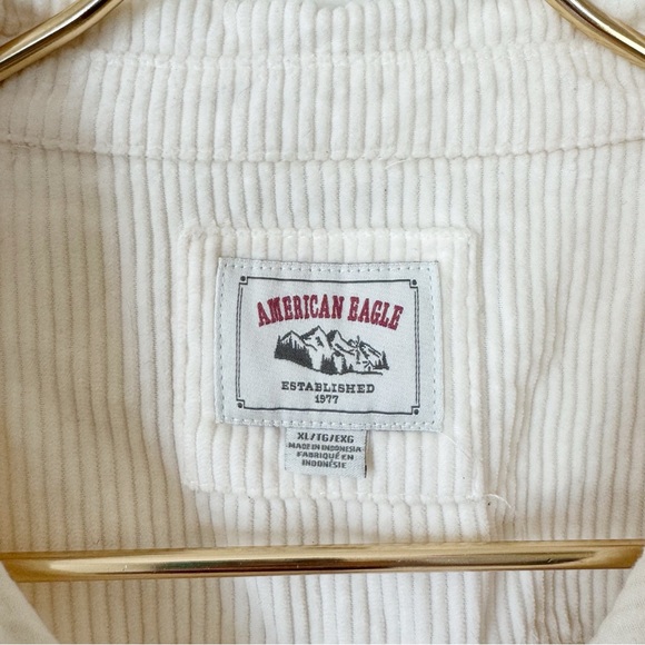 American Eagle Off White Cream Oversized Corduroy Button Down Shirt XL - Picture 5 of 6